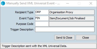 Manually Send XML Universal Event