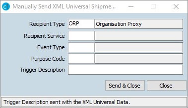 Manually Send XML Universal Shipment