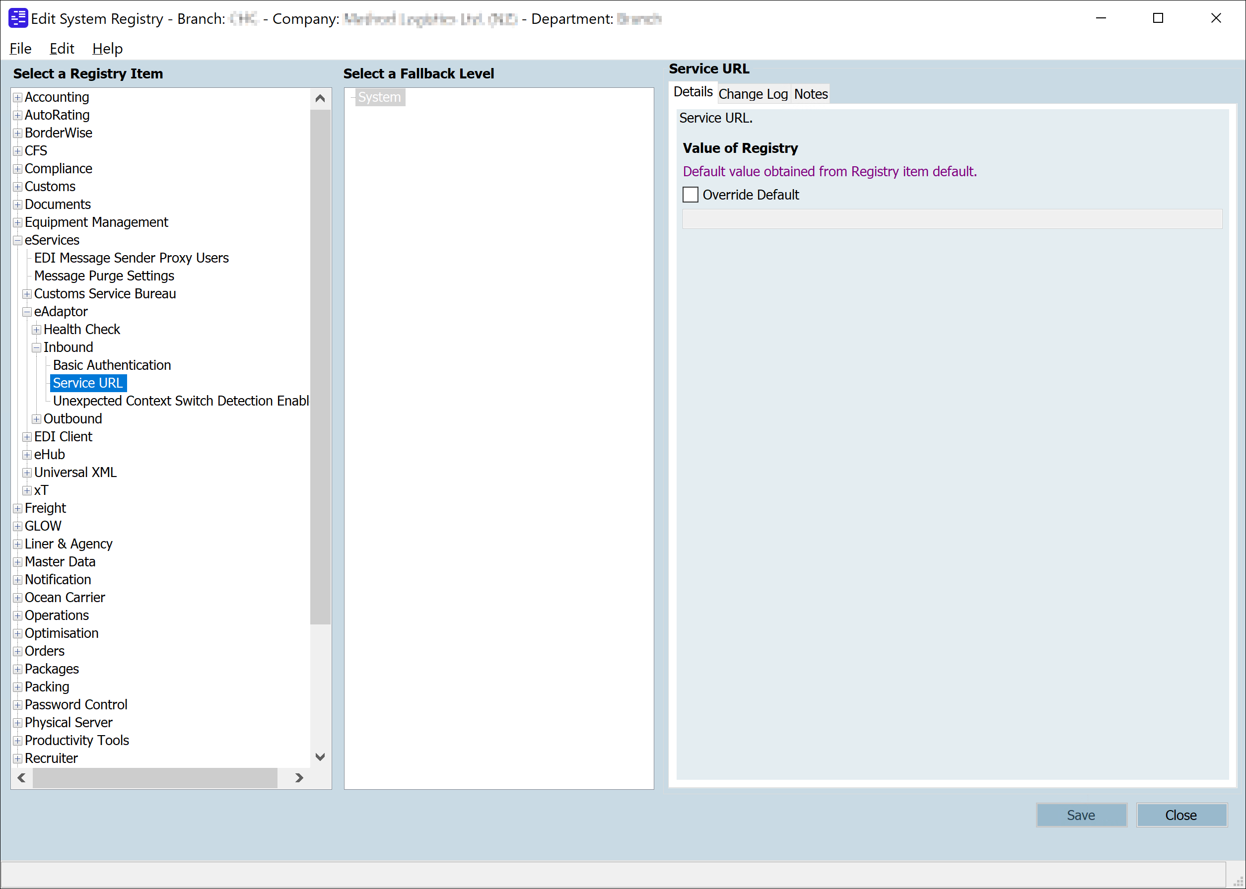 Inbound eAdaptor Service URL